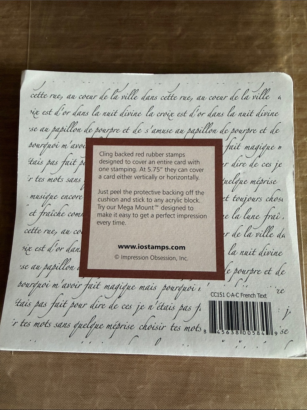 Impression Obsession Cover-a-Card Cling-Back Rubber Stamp